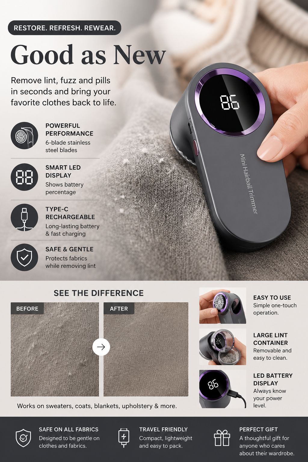SmoothFinish Fabric Shaver